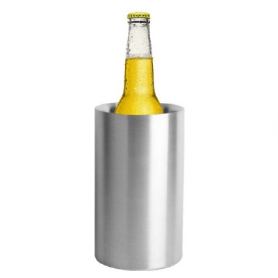 Matte Brushed Double Wall Sliver Ice Bucket Stainless Steel Metal Wine Bottle Cooler