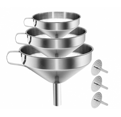 High Quaility 18/8 Stainless Steel Kitchen Strainer Funnels With Removable Strainer Liquid Filter